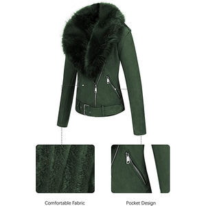 Veste en cuir personnalisée de haute qualité pour femmes avec col en fourrure Manteau en cuir pour femmes au design réversible et imperméable - Product Image 6