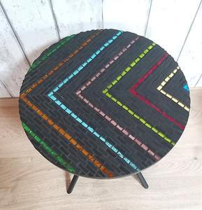 Dazzling <b>Mosaic</b> Side Table: Iridescent <b>Art</b> - Blue Coffee Table - Side Table - Livingroom Decor - Gift - Product Image 6