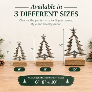 Petit sapin de Noël en métal argenté avec base en bois, ornement de table pour la saison des fêtes, décoration de maison, artisanat en gros - Product Image 4