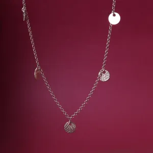 Rose <b>Gold</b> Plated <b>Disc</b> Charm Necklace Minimalist Snake Chain Design Unisex Everyday Wear Jewelry - Product Image 3