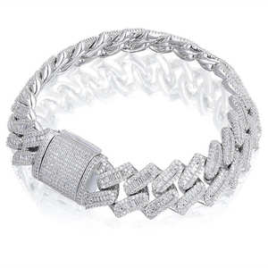 Luxury <b>Cuban</b> Baguette Bracelet VVS Moissanite Diamond <b>Iced</b> <b>Out</b> Hip Hop Fashionable Jewelry for Gift - Product Image 1