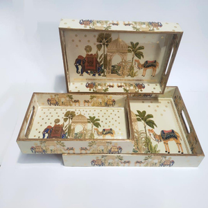 Printed Wooden MDF Serving Tray Shape Rectangle 1 Hand Crafted Wooden Hand Painted <b>Decorative</b> Serving Tray - Product Image 2