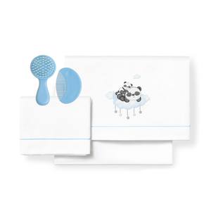 Juego de 3 Sábanas para Bebé Modelo Panda Nube, Tejido 100% Algodón, Ropa de Cama para Cuna con Diseño de Dibujos Animados - Product Image 1