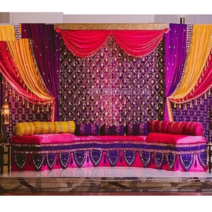 Garba อุปกรณ์ตกแต่งเวทีในคืนงานแต่งงานพร้อมที่นั่งเจ้าสาวอุปกรณ์ตกแต่งเวทีตอนกลางคืนสำหรับแกรนด์มุสลิมเฮนน่า - Product Image 1