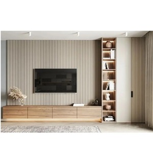 Mueble de TV Flotante Moderno Francés OEM, Combinación de Escritorio, Materiales Impermeables, Listo para Armar, Mueble de Pared de Madera - Product Image 3