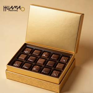 Caja de Regalo Personalizada con Lámina Dorada para Chocolates, Caja de Calidad Alimentaria con Inserto para Galletas de Chocolate y Bombones, Empaque al por Mayor para Dulces - Product Image 4