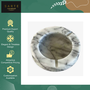 Leading Bulk Exporter Selling High Quality 10cm Handmade Smoking Accessory Modern Luxury Design White Marble Ashtray Custom - Product Image 4
