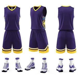 Ensemble d'uniformes de basket-ball pour jeunes sportifs avec sublimation, maillot et short, numéro de logo du constructeur - Product Image 2