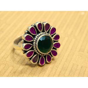 แหวนแต่งงานอัญมณีหลายแบบปรับได้แหวนแต่งงานแหวนทับทิมและมรกตเงินสเตอริง925ชิ้นสำหรับ Her-R0265-GS - Product Image 5