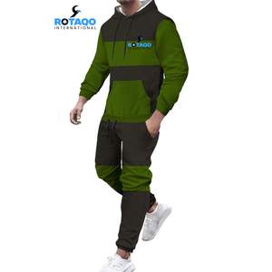Ensemble survêtement pour homme, 2 pièces, velours, sweat-shirt décontracté, fermeture éclair intégrale, jogging, veste et pantalon - Product Image 1