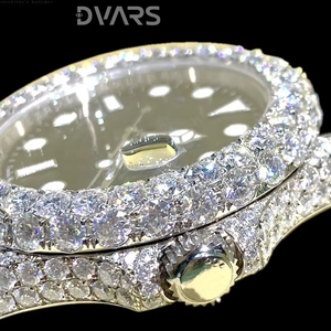 Montre pour homme en acier inoxydable analogique hip-hop faite à la main avec diamants en moissanite VVS glacés, mouvement mécanique ETA, bracelet en cuir/caoutchouc - Product Image 4