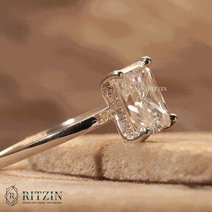 แหวนหมั้นเพชรแบบซ่อนสำหรับผู้หญิงแหวนหมั้นสไตล์รัศมีที่เปล่งประกาย - Product Image 1