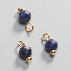 High Quality Faceted Lapis Lazuli Crystal Bead Charms Gold Plated Loop Pendant DIY Necklace <b>Bracelet</b> Jewelry Making Accessories - Product Image 1