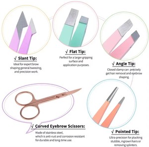 Juego de 6 Pinzas de Maquillaje para Mujer, con Tijeras Curvas, Kit de Maquillaje Profesional, Logotipo Personalizado OEM, Venta al Por Mayor - Product Image 2