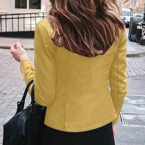 2025 dégagement léger boléro Moto motard veste courte pour femmes fermeture éclair Faux cuir moto vêtements d'extérieur coton respirant - Product Image 2