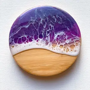 紫色海浪效果彩色图案桌垫桌面装饰石板杯垫亚马逊新品2024杯垫