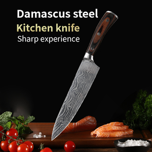Venta al por mayor personalizado de alta calidad cuchillo de Chef Damasco afilado carne de acero inoxidable cuchillo de cocina vegetal Damasco multiusos - Product Image 2