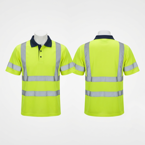 Camiseta Polo de Seguridad de Poliéster Transpirable Birdseye de 160 GSM, Amarillo Reflectante de Alta Visibilidad, Logotipo Personalizado OEM ODM - Product Image 2