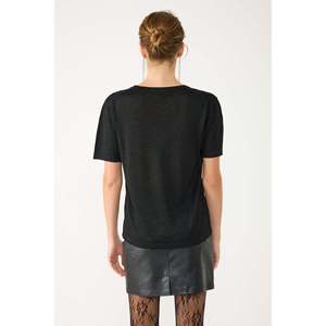 Haut court décontracté à col en V, coupe ajustée, respirant, en coton, nylon et élasthanne, avec imprimé floral en maille, taille unique (XL) - Product Image 4