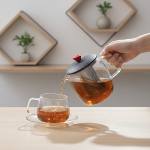 Théière en verre borosilicate de qualité supérieure, résistante à la chaleur, de qualité alimentaire, 1000 ml, 3306324-1.0, avec couvercle en plastique, pour l'exportation - Product Image 6