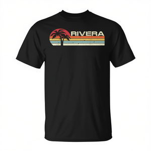 Camiseta Rivera Surname con estampado de palmeras al atardecer, estilo vintage de los años 80 y 90 - Product Image 2