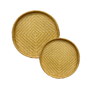 Plateau de luxe en rotin jacinthe d'eau BAMBOU plateau de service de fruits de haute qualité, durable et magnifiquement conçu - Product Image 1