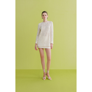 MINI VESTIDO AMITY más vendido, Vestido corto en blanco y negro para mujer, ropa de primavera, tela de encaje de flores de algodón orgánico, hormiga blanca - Product Image 1