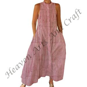 Mono Informal de Playa para Mujer, 100% Algodón, Estampado a Mano Indio, Lavable, de Una Pieza, Cintura Natural, Ligero - Product Image 6