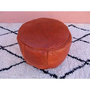 Moroccan <b>Leather</b> Pouf Handmade Ottoman Footstool Traditional Handcrafted <b>Pouffe</b> Home Decor Boho Ottoman Seat Living Roo - Product Image 1