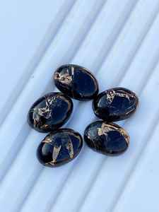 Turquesa Negra Natural de Alta Calidad, Cobre Mohave, Cabujón Ovalado de 10x14mm, Piedra Preciosa Suelta con Reverso Plano para Joyería, para Anillos - Product Image 5