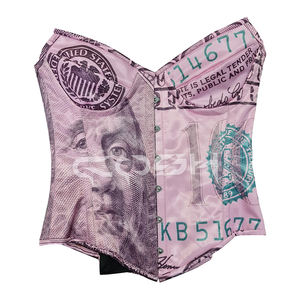 Corset Top Femme Style Vintage Y2K Imprimé Argent Rose Sexy Harajuku Billet de Cent Dollars Sublimé Corseterie pour Tenue de Mode - Product Image 1