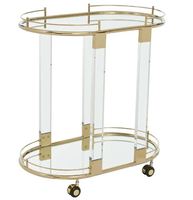 Nouveau design de chariot de service luxueux et élégant à 2 niveaux pour la maison, l'hôtel et le bureau au prix de gros chariot en acier inoxydable fait à la main pour l'hôtel
