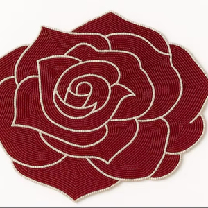 Set de table en lin brodé, chemin de table luxueux à perles, tapis exclusifs pour mariage, chemin de table décoratif - Product Image 1