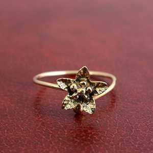 Boho Flower Brass <b>Ring</b> Gold Plated Natural Bedded <b>Open</b> Wholesale <b>Ring</b> - Product Image 1
