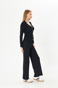 Ropa de mujer Casual abotonado cárdigan suéter pantalones conjunto de dos piezas Otoño-Invierno alta calidad Hogar, conjunto de punto de oficina - Product Image 5