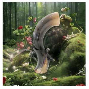 Véritable corne de bière en céramique médiévale de 10-12 oz, fabriquée à la main, 12-15 pouces, véritable corne de boeuf, tasse Viking avec support en cuir. - Product Image 4