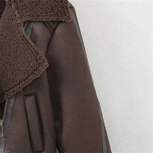 Automne nouvelle mode féminine loisirs polyvalent polaire moto Style fermeture éclair décoration veste courte manteau - Product Image 4