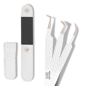 Pinzas de Alta Precisión de Acero Inoxidable para Extensión de Pestañas con Agarre de Diamante, 1 Pieza, Empaque en Bolsa, Logotipo Personalizado - Product Image 1