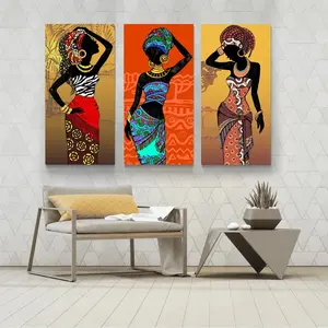 Black Woman Wall Art African Canvas Print Colorful Black Girls Ethnic Style Beauty Contemporary Living Room Decor