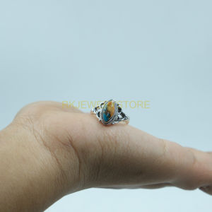 Anillo de Filigrana de Turquesa y Cobre con Espinas de Ostra Naranja Multicolor Natural Hecho a Mano, Joyería de Plata de Ley Estilo Vintage al por Mayor - Product Image 2