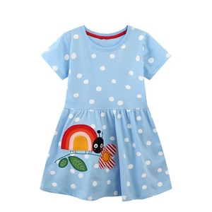 Robe d'été décontractée à manches courtes pour enfants Robe chemise pour filles Robe bébé couleur unie Robe haute basse - Product Image 1