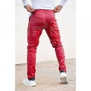 Pantalones de motociclista de cuero originales para hombre 100% de alta calidad ligeros rectos curvos a rayas de cintura media hechos para la comodidad - Product Image 3