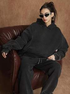 Acid Wash Sudaderas con capucha para hombre Vintage Oversized Hoodie Fleece Pullover Felpa Heavyweight Streetwear Sudaderas con capucha sueltas - Product Image 3