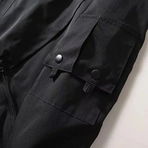 Blouson bombardier universitaire en cuir véritable pour hommes Crânes Punk Dieu Mort Broderie Streetwear Hip Hop Toile Imperméable Coupe-vent - Product Image 6