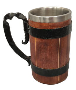 Nouvelle vente chaude Look Vintage Premium Qualité Médiévale Chope À Bière À La Main Durable Conception Médiévale En Bois Poignée En Métal Chope À Bière - Product Image 1
