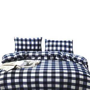 Nuovo arrivo set di biancheria da letto di colore personalizzato modello plaid fornitore Super morbido copripiumino in microfibra set lenzuola piatte stampate Set