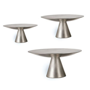 Lot de 3 supports surélevés en métal décoratifs fantaisie pour bols de fruits secs au chocolat Support de service à dessert argenté de forme ronde - Product Image 1