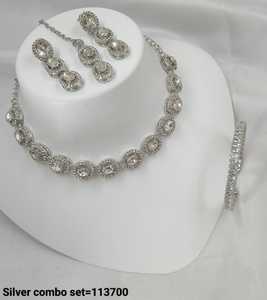 Indian Traditional Kundan Silver Plated Jewellery Set and Copper Necklace Set for Women & <b>Girl</b> Indian <b>Accessories</b> Jewlery Women - Product Image 3