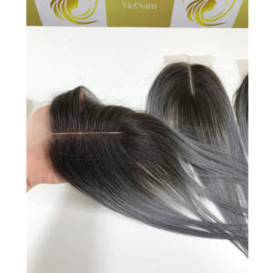 Surbrillance vietnamienne ombre gris racine foncée Personnaliser BoneStraight Machine Double Trame 100% Extensions de Cheveux Humains Vierges Remy - Product Image 4