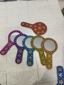 Espejo de Bolsillo Vintage Multicolor para Dama de Honor, Espejo Decorativo para Regalo, Boda India, Haldi, Sangeet, Diwali, Rakhi, Puja - Product Image 5